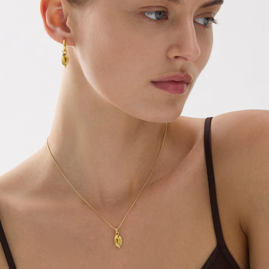 Citrine Oval Cabochon Gold-Plated Necklace