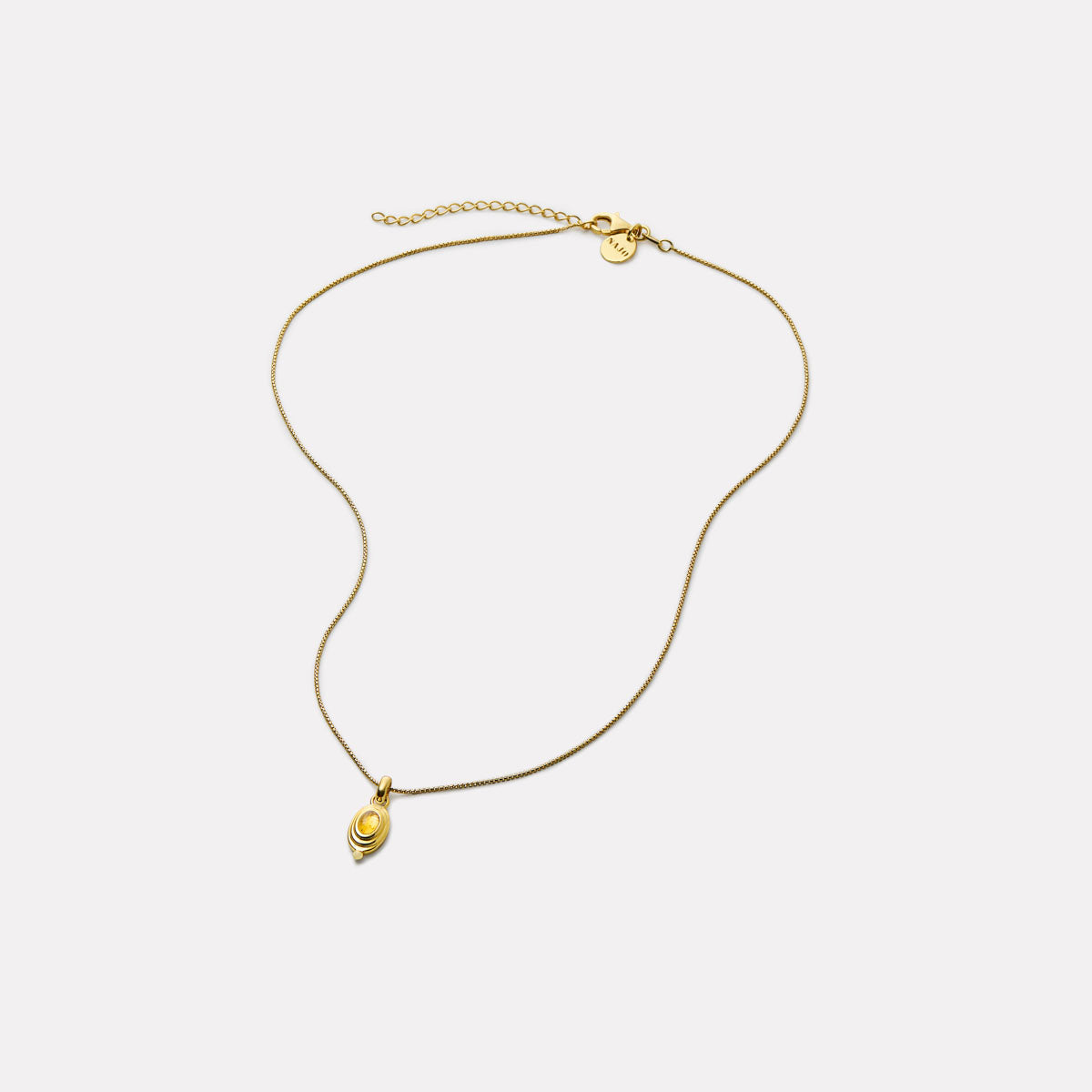 Citrine Oval Cabochon Gold-Plated Necklace