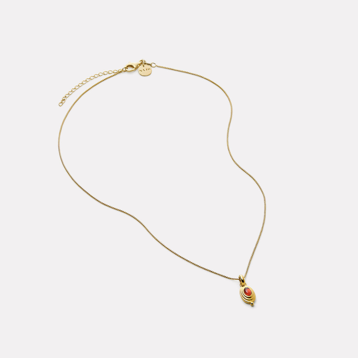 Garnet Cabochon Necklace in Gold-Plated Silver