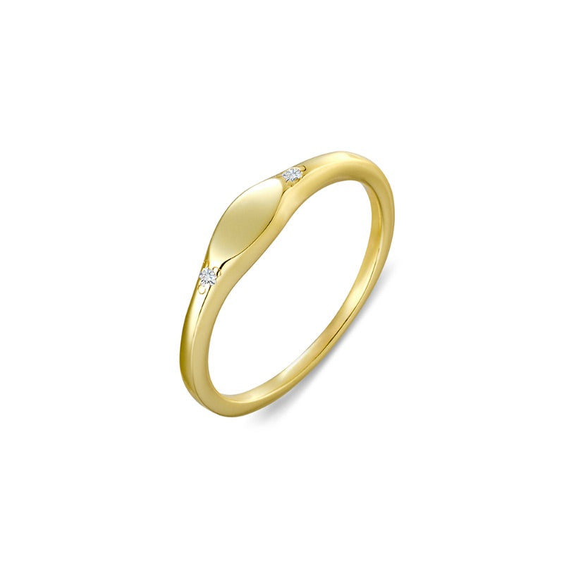 Gold Plated CZ Signet Ring