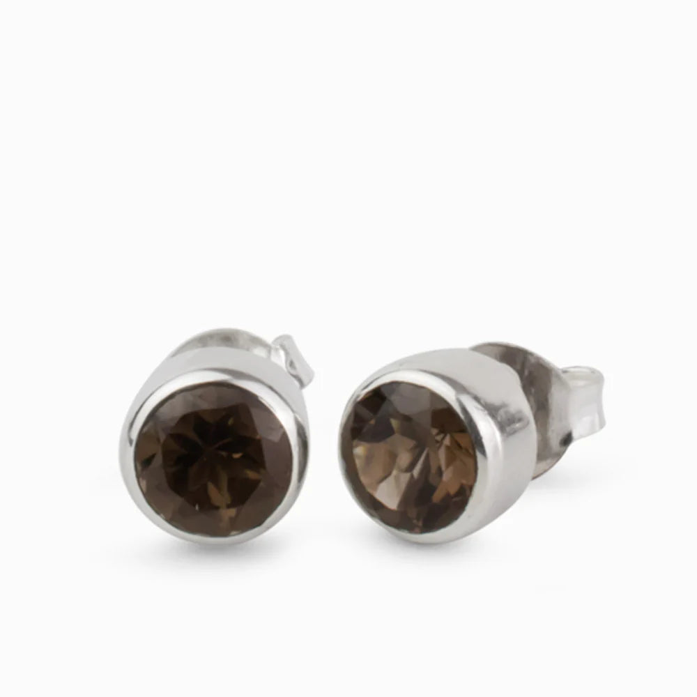 Sterling Silver Smokey Quartz Studs