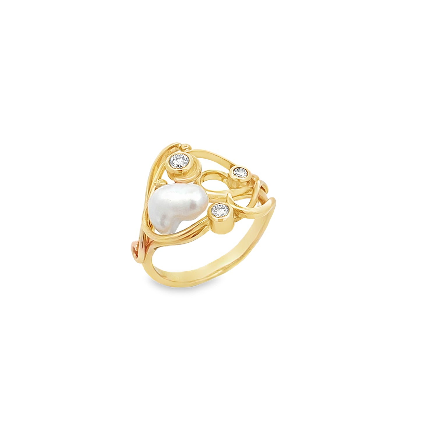 9ct Keshi Pearl and Diamond Ring
