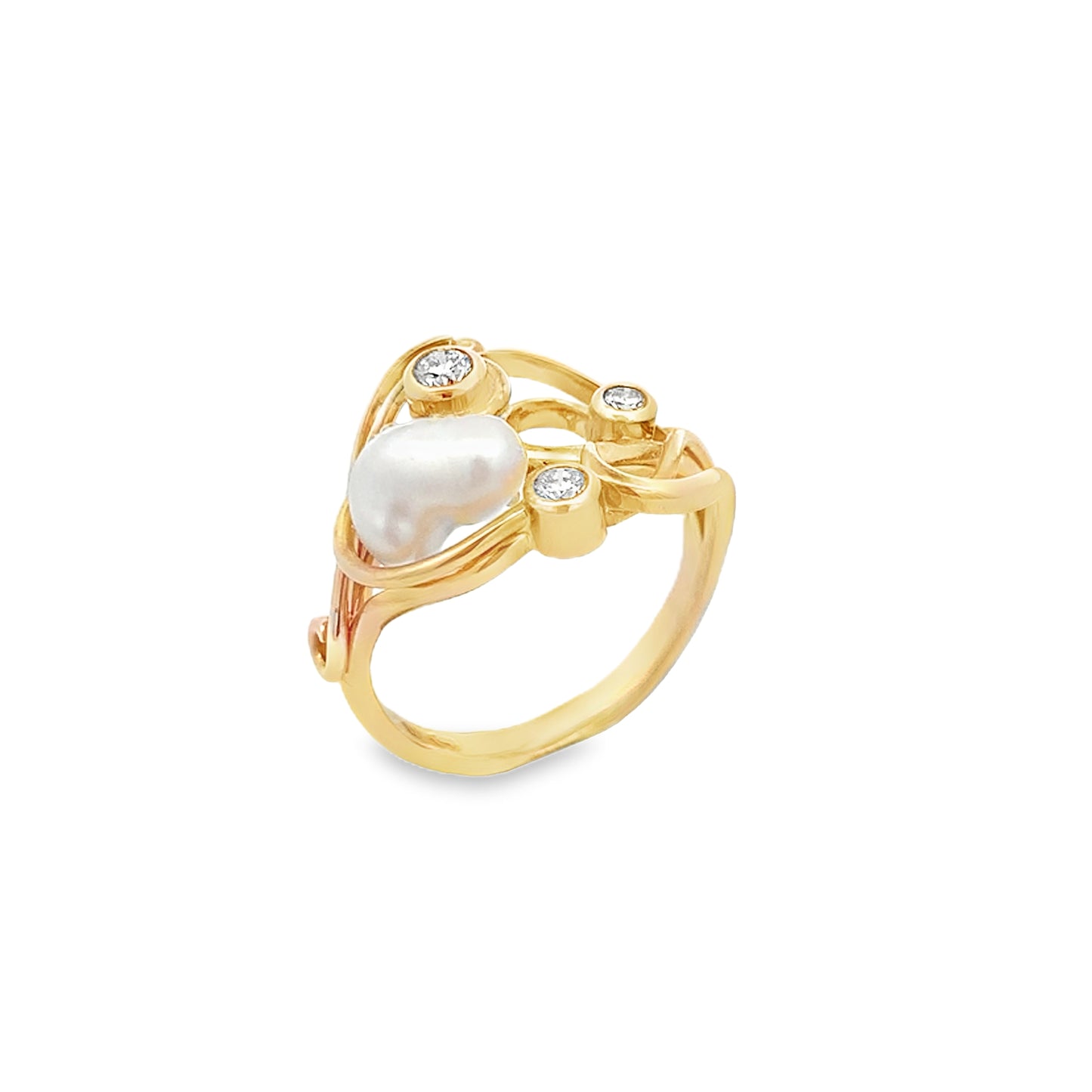 9ct Keshi Pearl and Diamond Ring