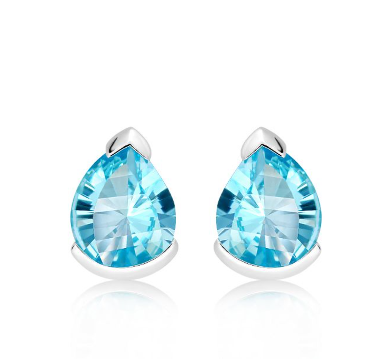 Silver Earrings With Blue Topaz