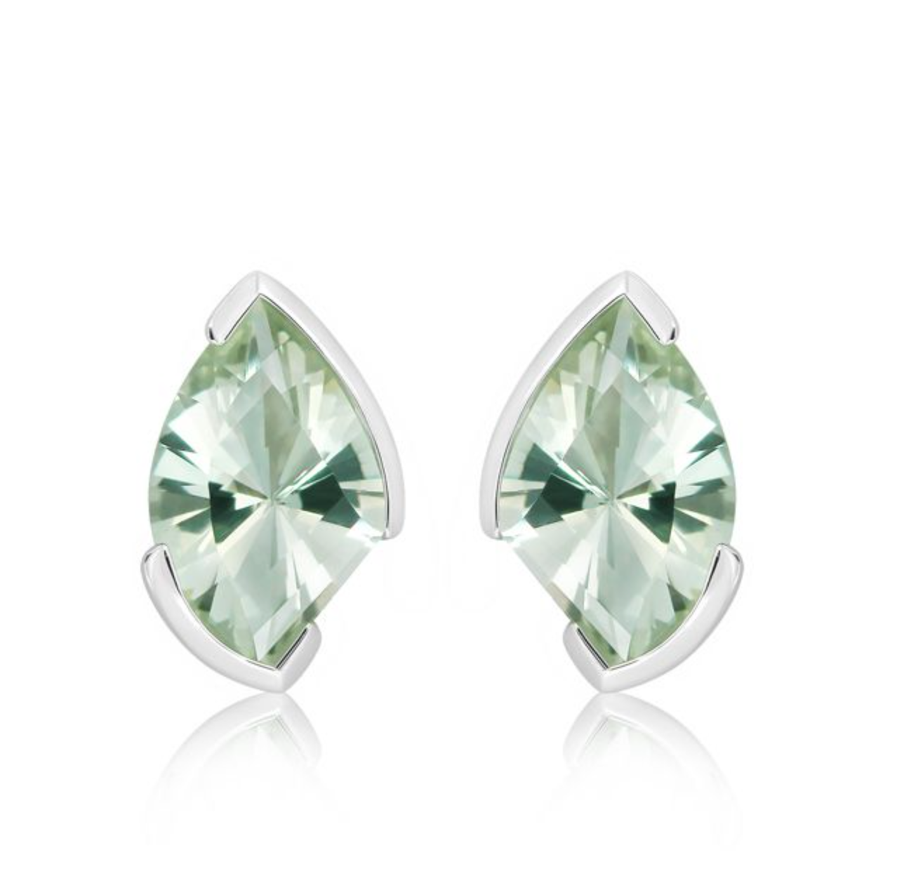 Silver Earrings With Green Amethyst