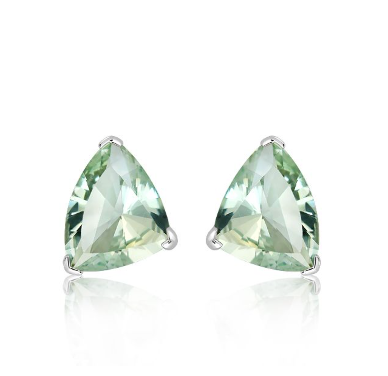 Silver Earrings With Green Amethyst