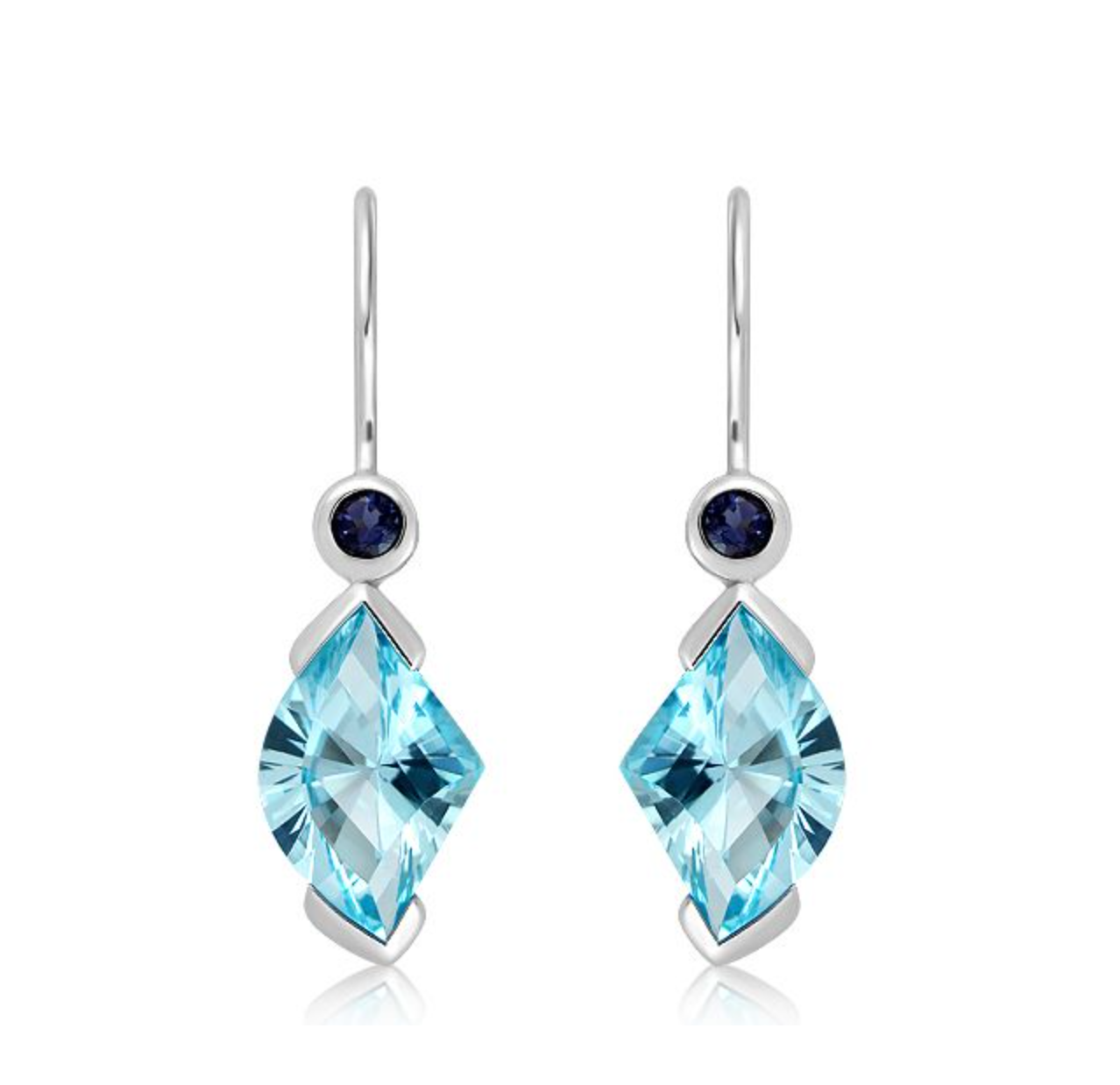 Silver Earrings With Blue Topaz + Iolite