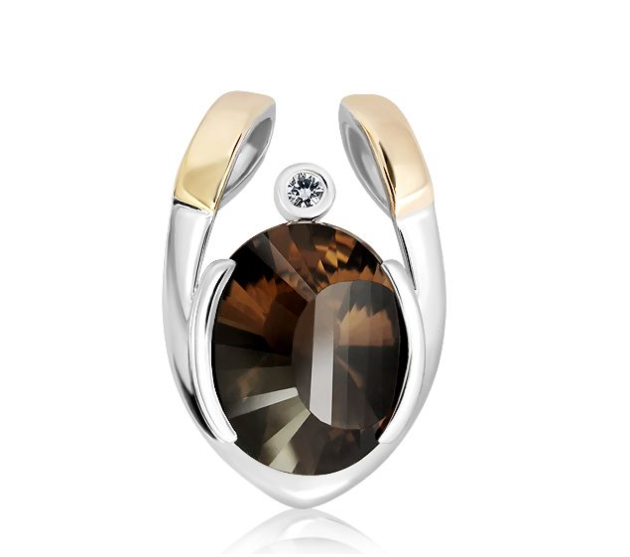 Silver Pendant With Smokey Quartz (10k gold sheet)