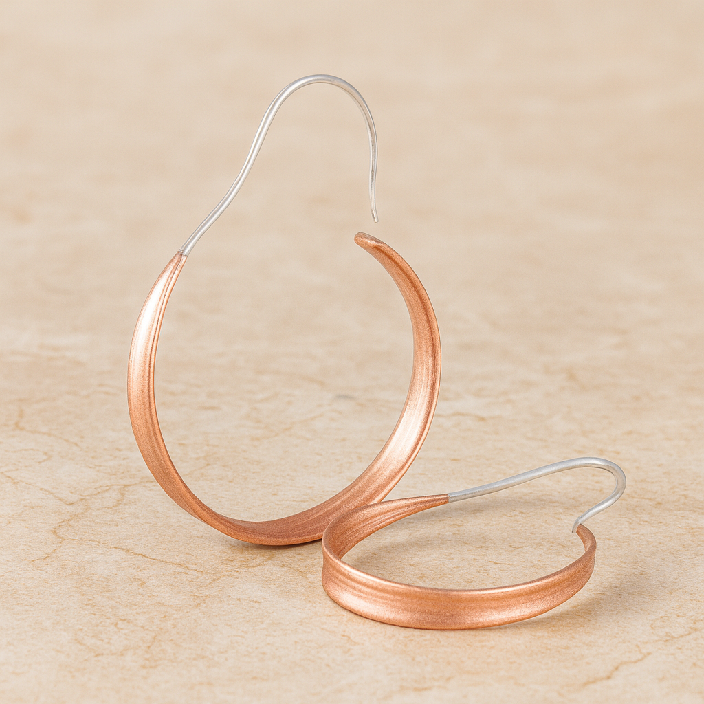 Silver and Copper Hoop Earrings