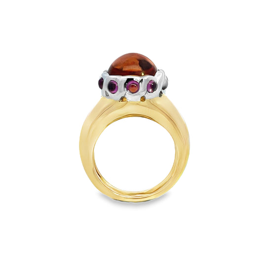 18ct Citrine and Amethyst Ring