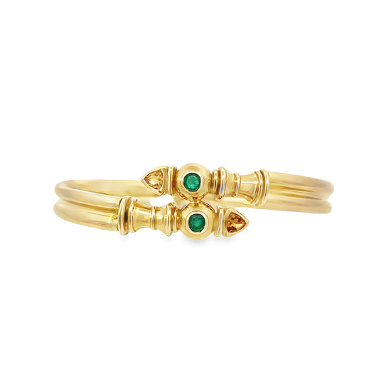 18ct Yellow Gold Emerald and Citrine Bangle