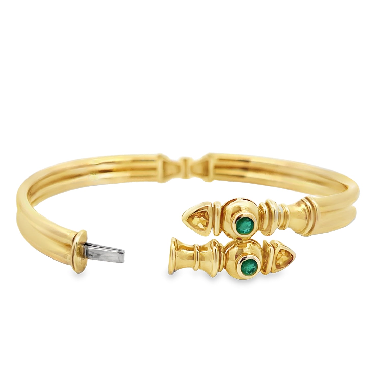 18ct Yellow Gold Emerald and Citrine Bangle