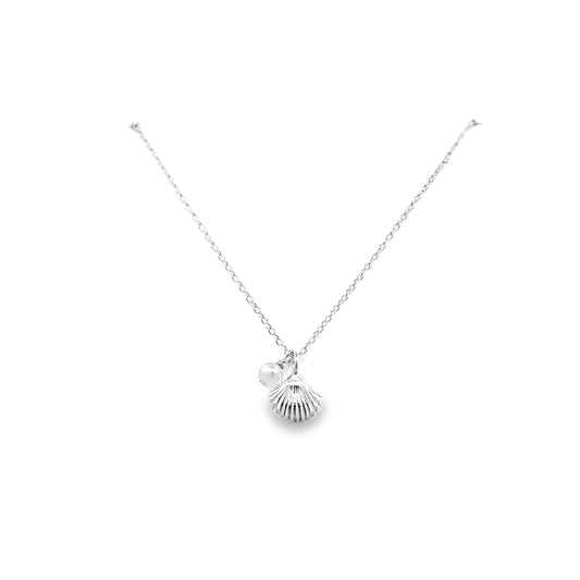 Sterling Silver Shell and FWP Necklace