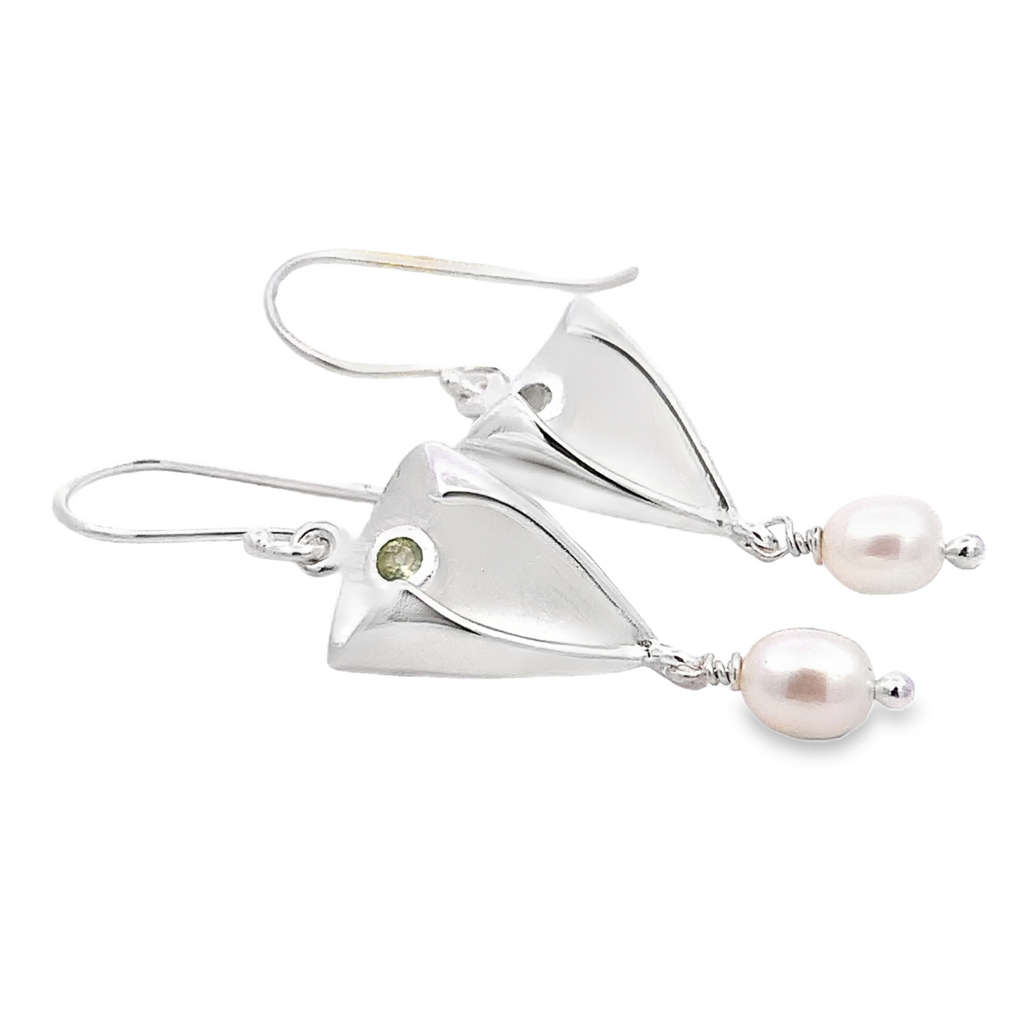 Peridot and Pearl Drop Earrings