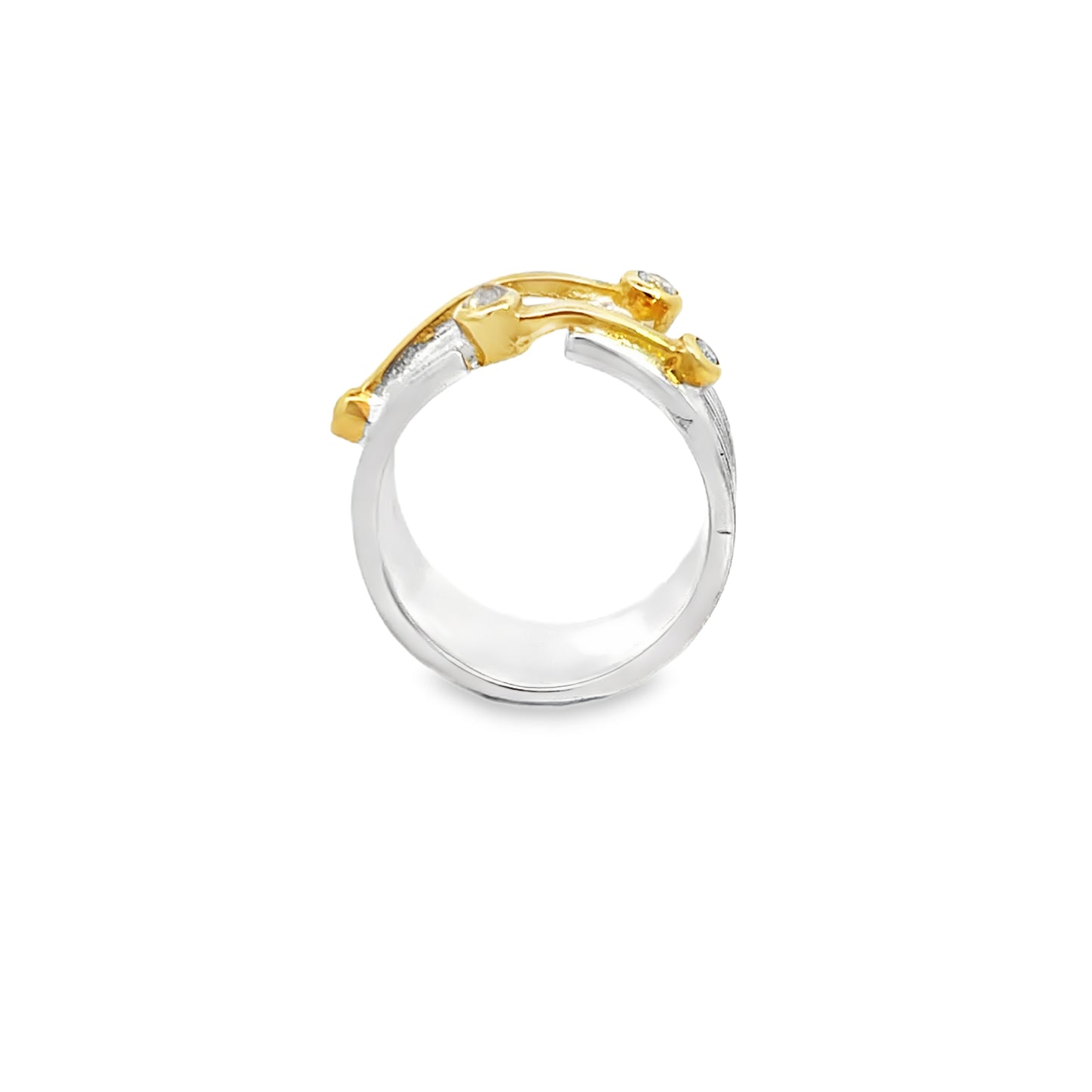 Two Tone Brushed Silver Ring