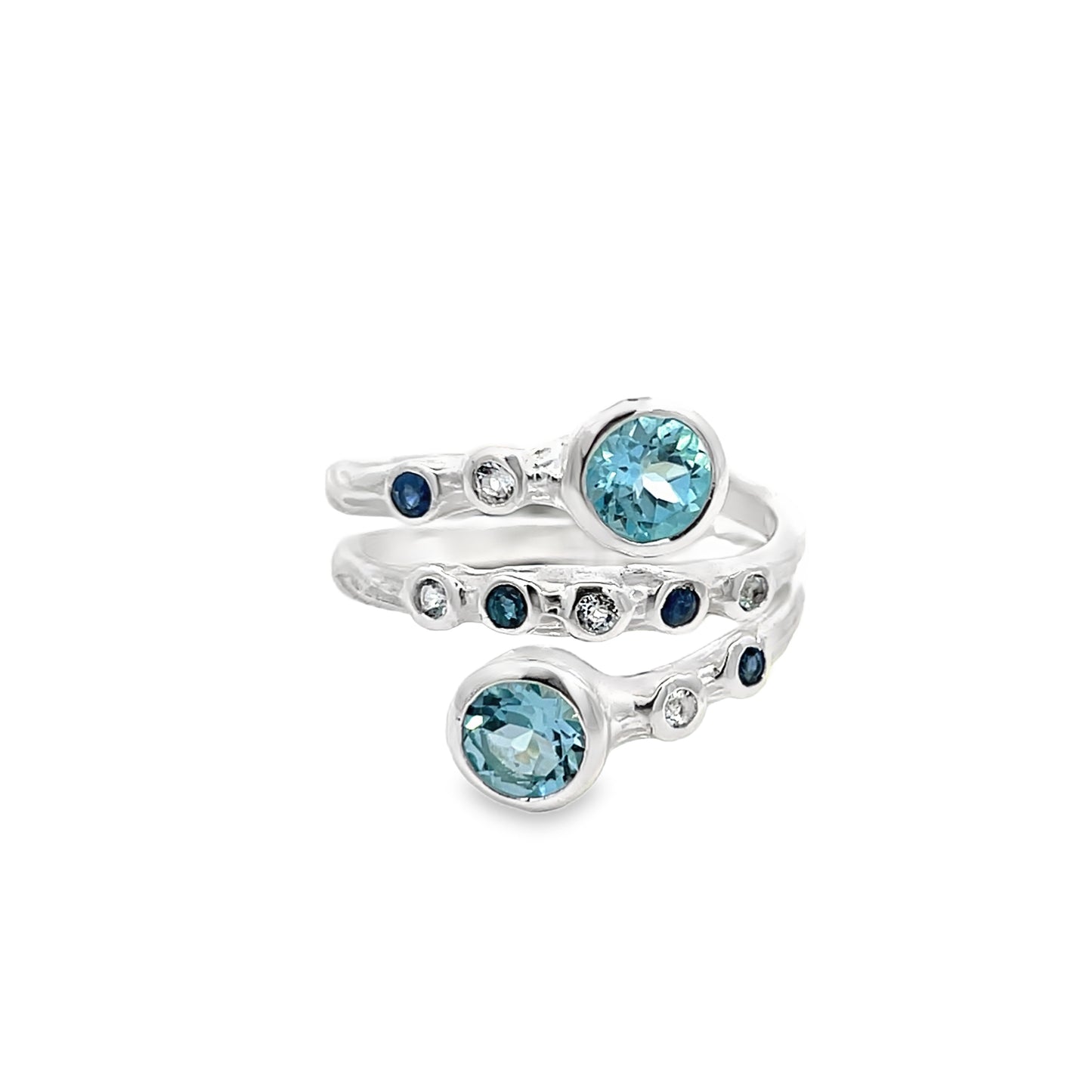 Sterling Silver Blue Topaz and Sapphire Ring