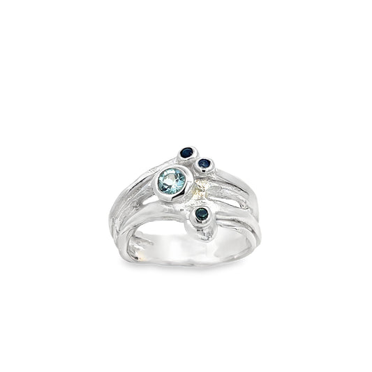 Silver Topaz & Sapphire Ring
