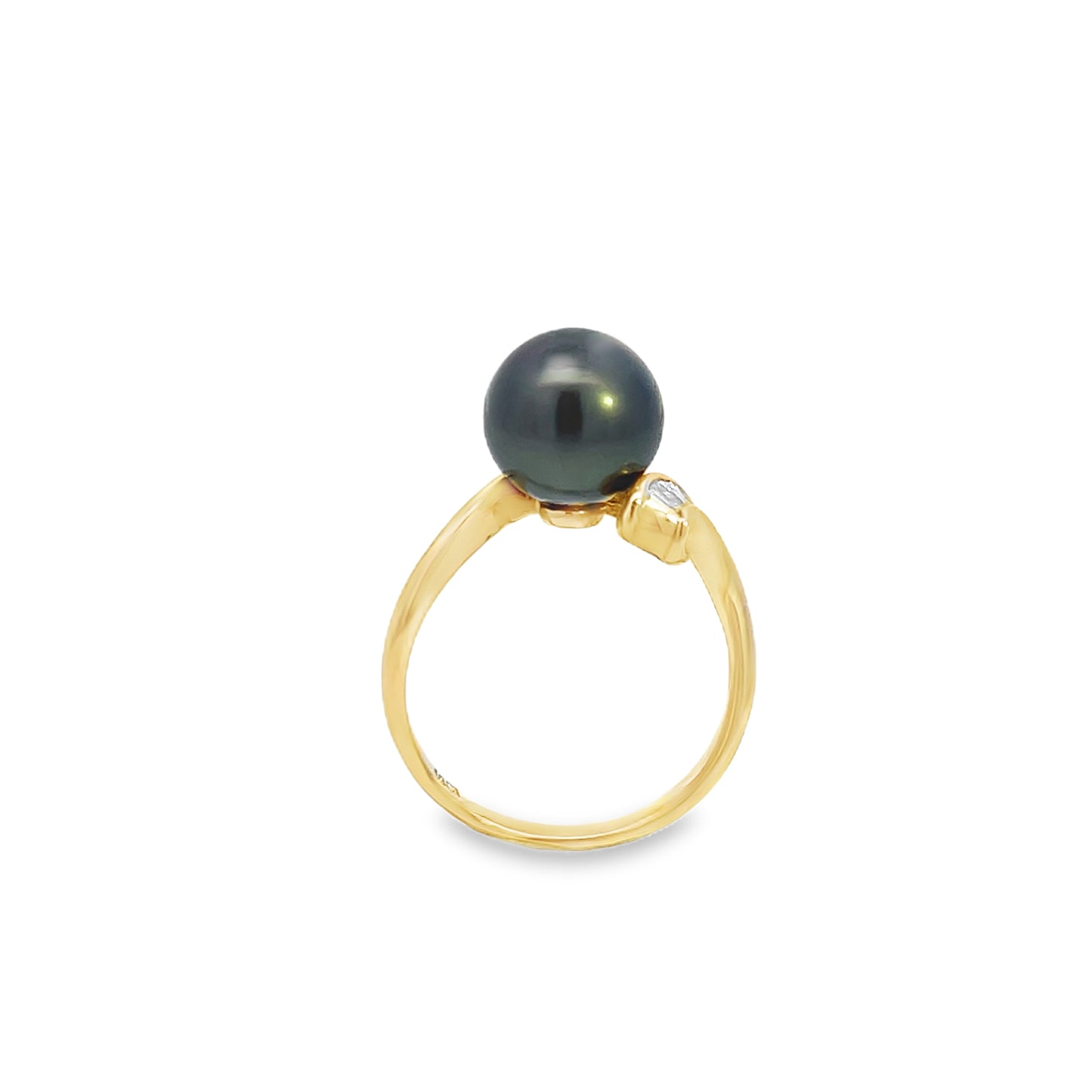 18ct Black Tahitain Pearl and Diamond Ring