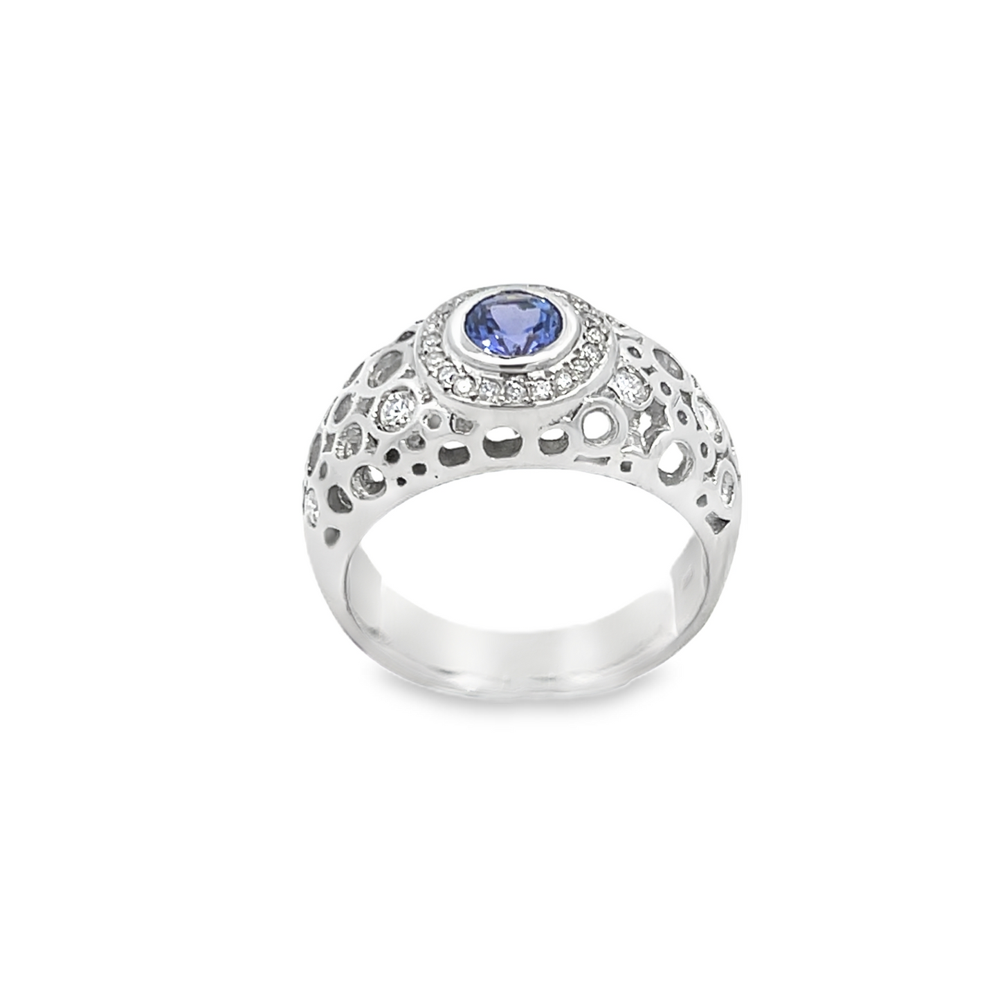 18ct White Gold Tanzanite and Diamond Ring