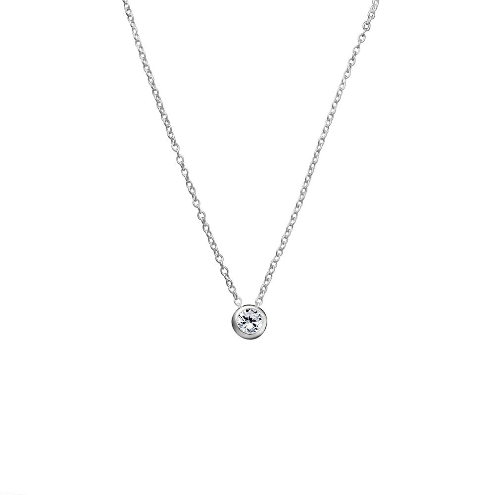 Sterling Silver Bezel Set Cubic Zirconia Necklace