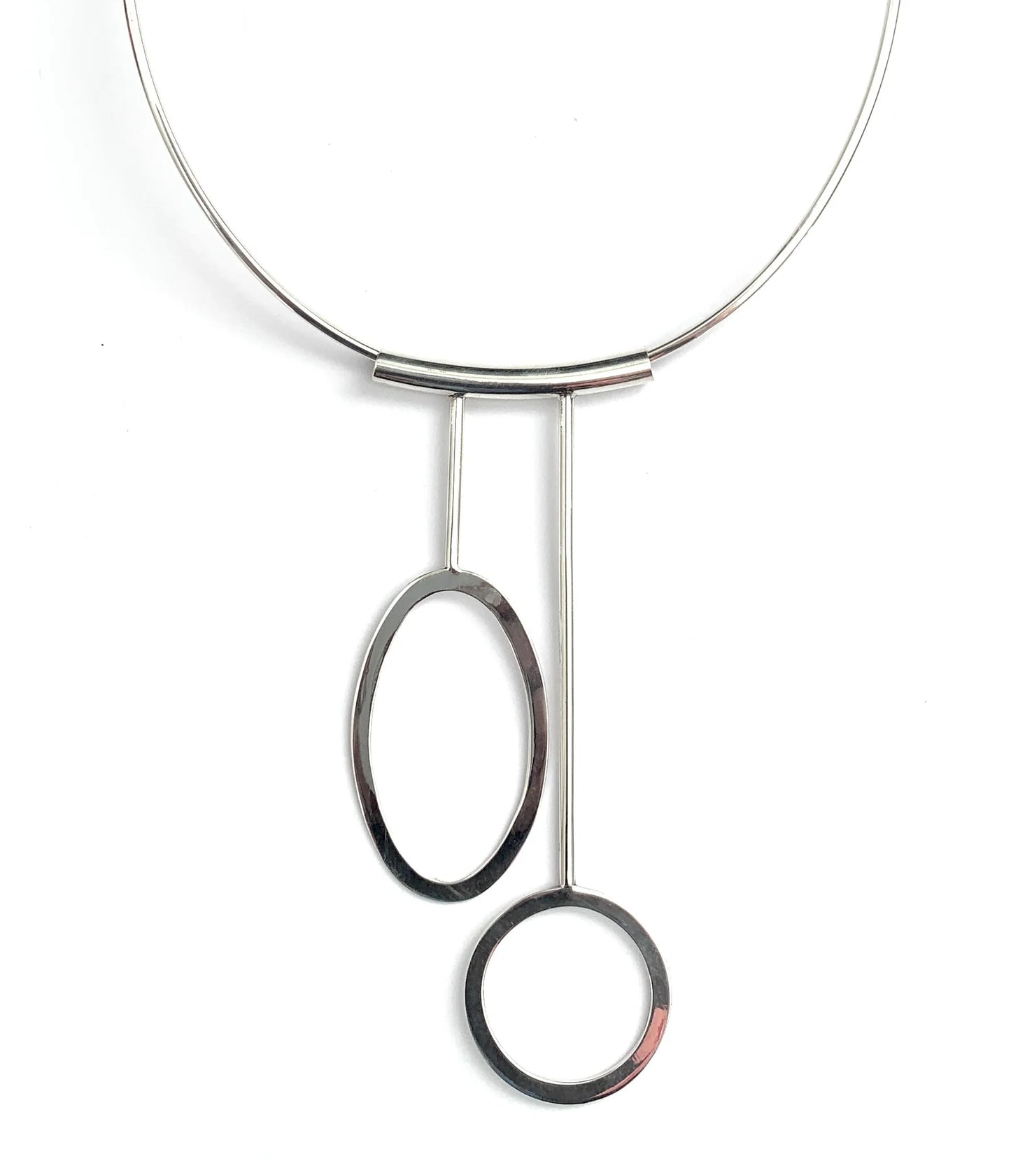 Silver Oval and Circle Pendant