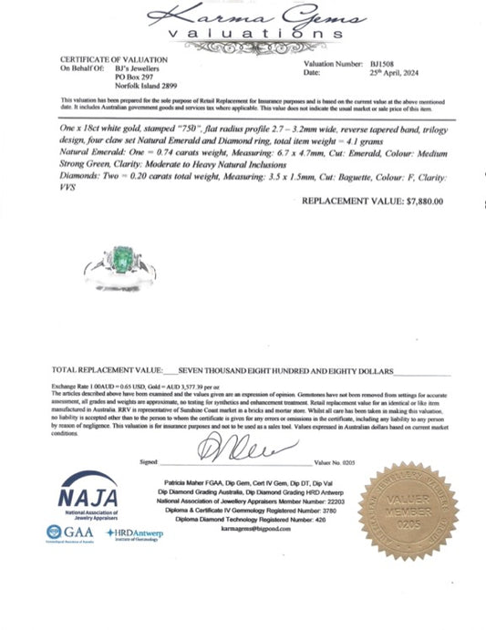 18ct Emerald and Diamond Ring