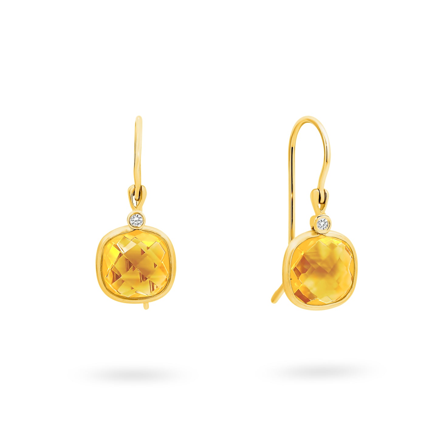 18k Cushion Citrine Drops