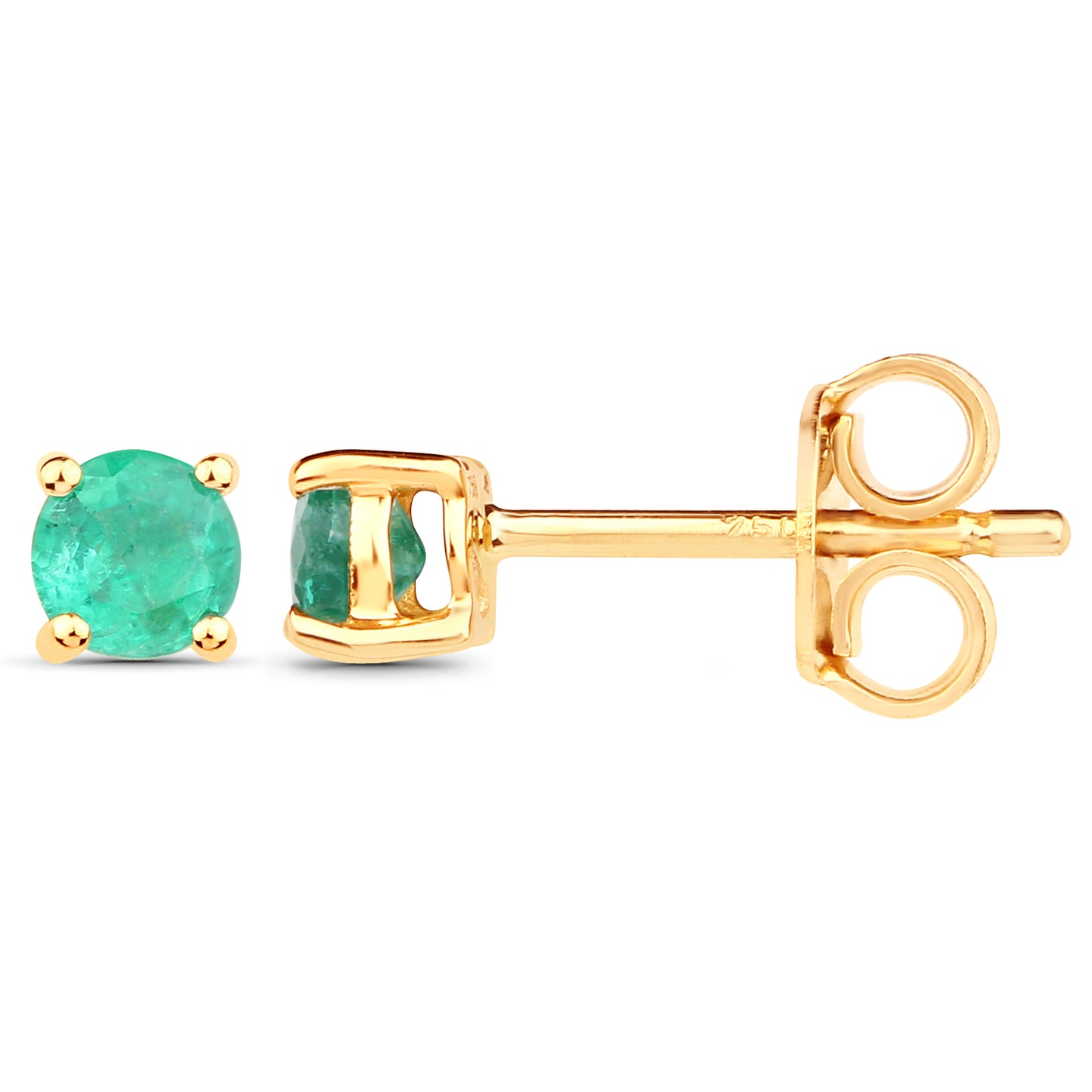9ct Round Emerald Studs