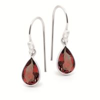 Silver Garnet Drop Earrings