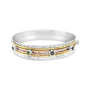 Sterling Silver Brass and Copper Multi Spin Bangle