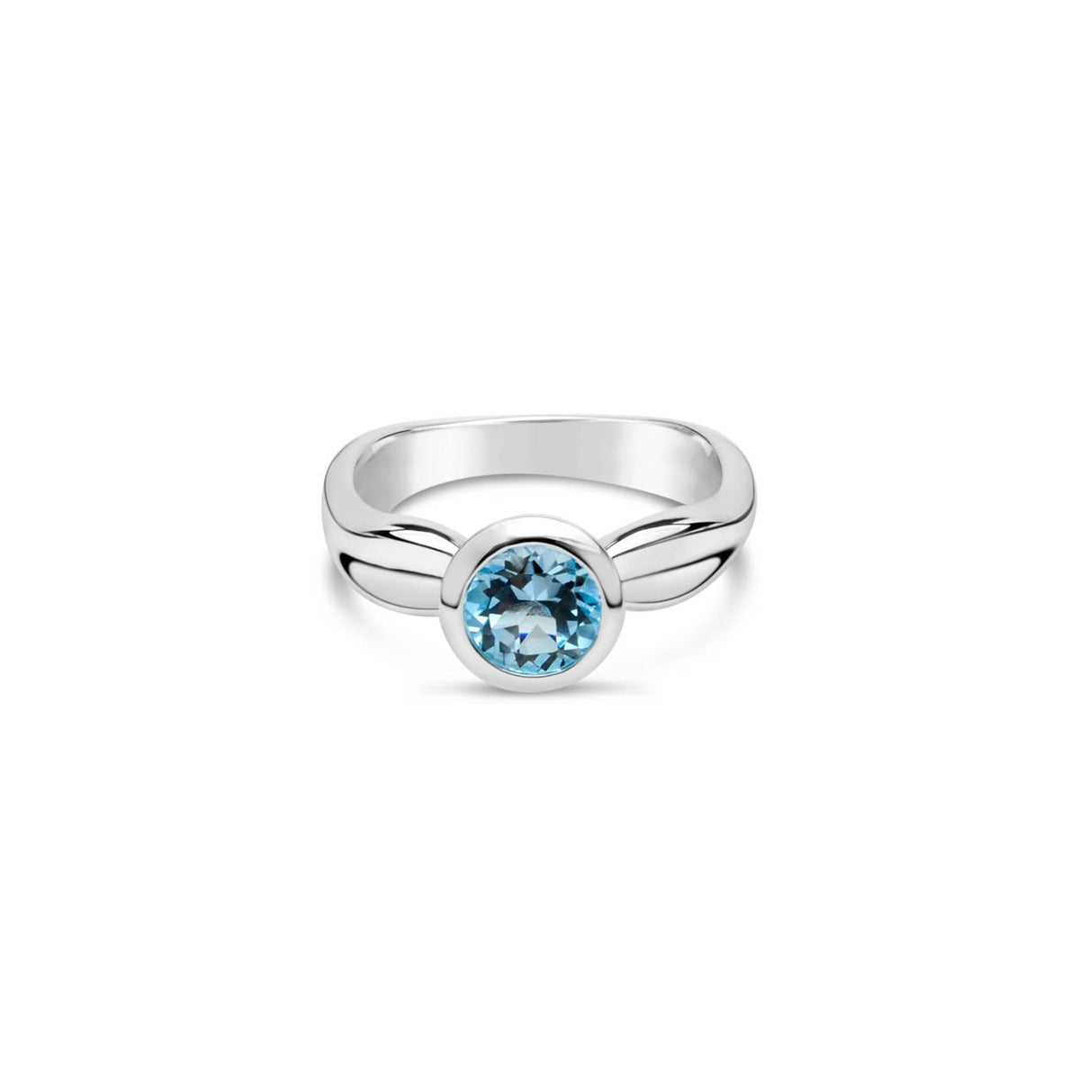Blue Topaz Silver Ebb Tide Ring - 160526