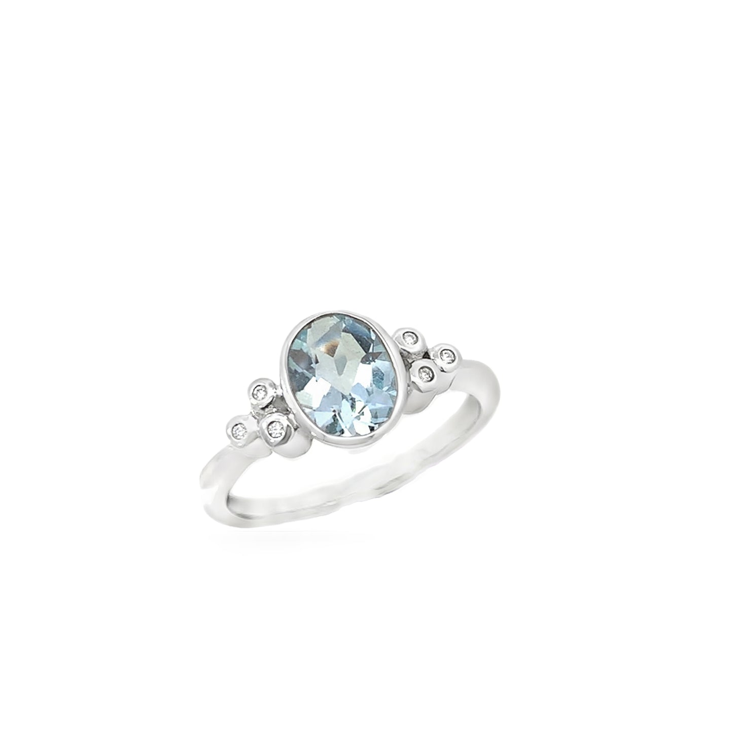 9ct Aquamarine and Diamond Ring
