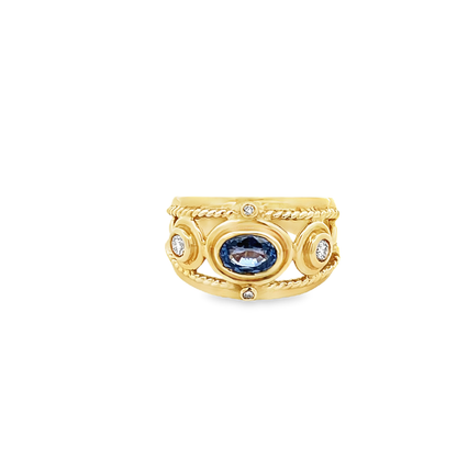 18K Sapphire & Diamond Ring