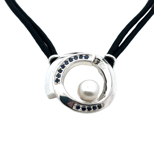 Silver Sapphire and FWP Necklace