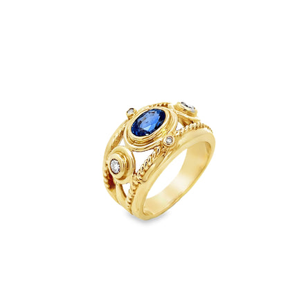 18K Sapphire & Diamond Ring