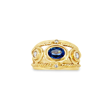 18K Sapphire & Diamond Ring