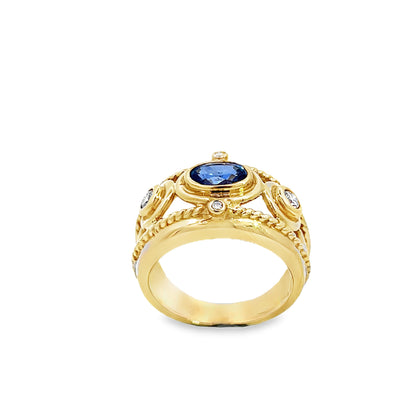 18K Sapphire & Diamond Ring