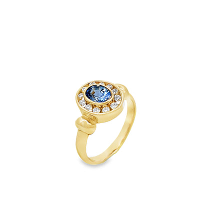 18K Sapphire & Diamond Ring