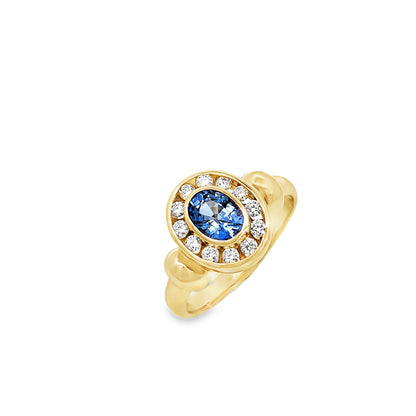18K Sapphire & Diamond Ring