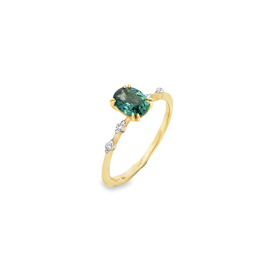 9ct Montana Sapphire and Diamond Ring