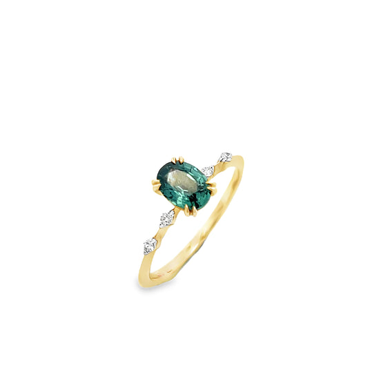 9ct Montana Sapphire and Diamond Ring