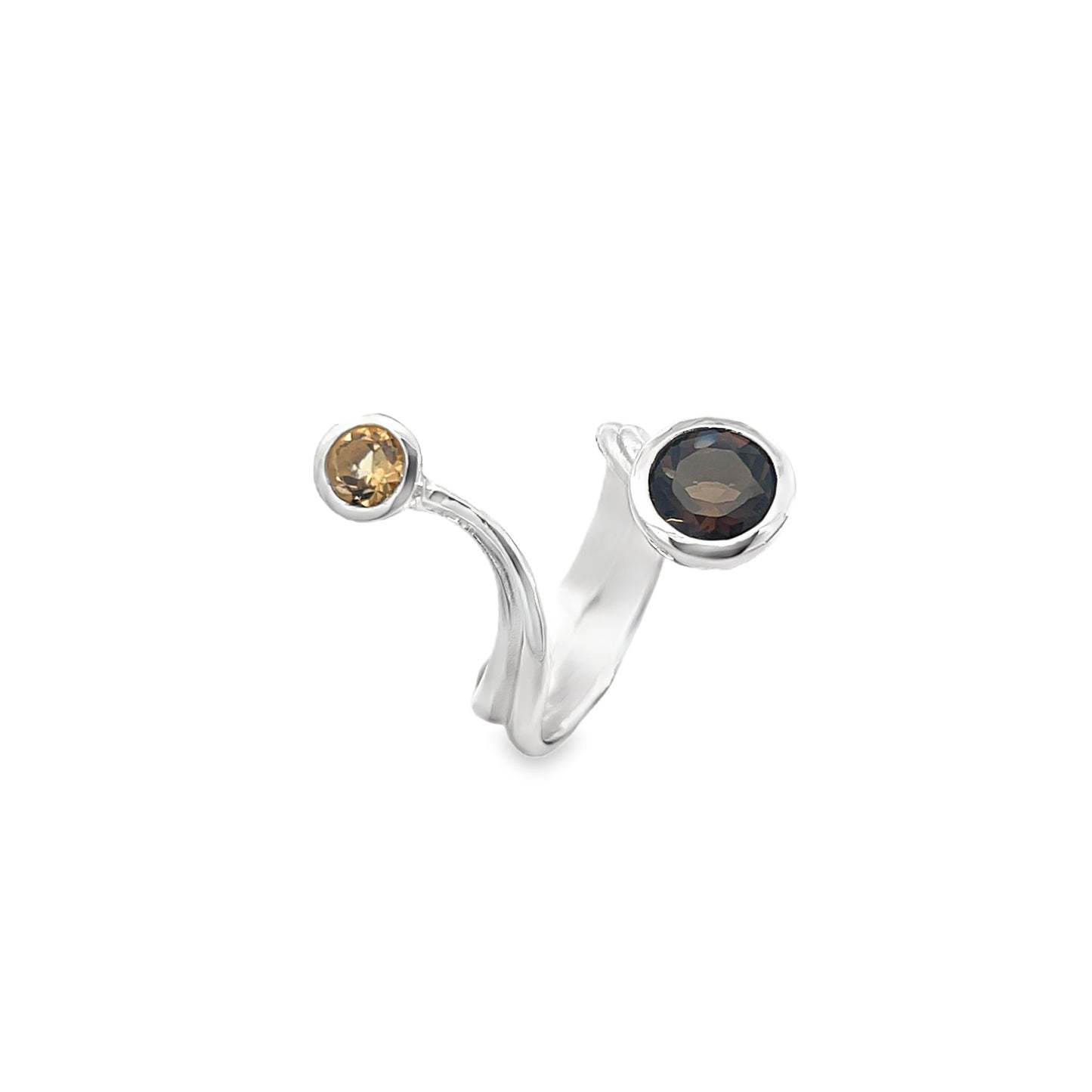 Smokey Quartz and Citrine Ring