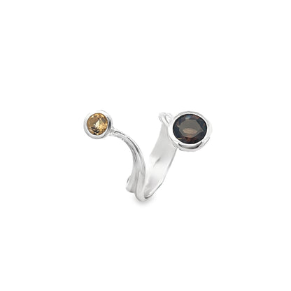 Smokey Quartz and Citrine Ring