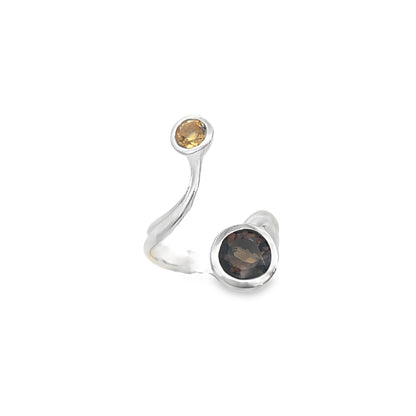Smokey Quartz and Citrine Ring