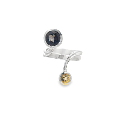 Smokey Quartz and Citrine Ring