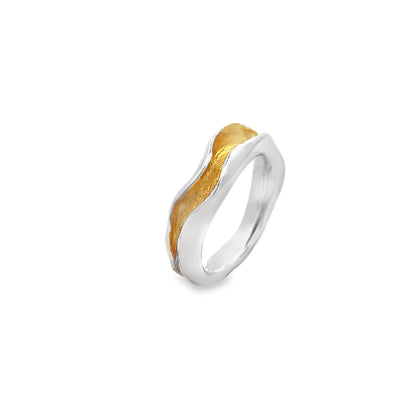 Two-Tone Silver Ribbon Ring