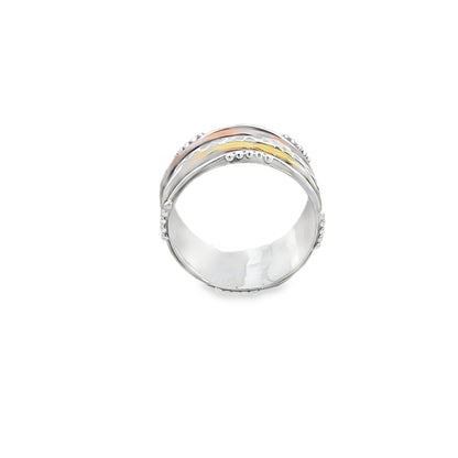 Silver Multi-Colour Spin Ring