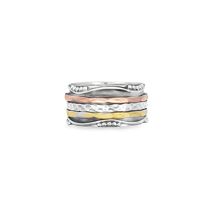 Silver Multi-Colour Spin Ring