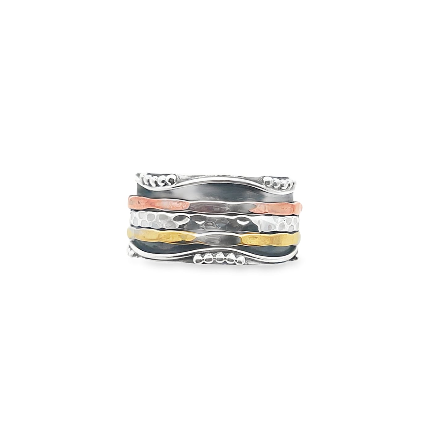 Silver Multi-Colour Spin Ring