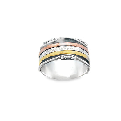 Silver Multi-Colour Spin Ring